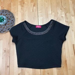 🌟 5 for $35 Shasa Black Beaded Crop Top